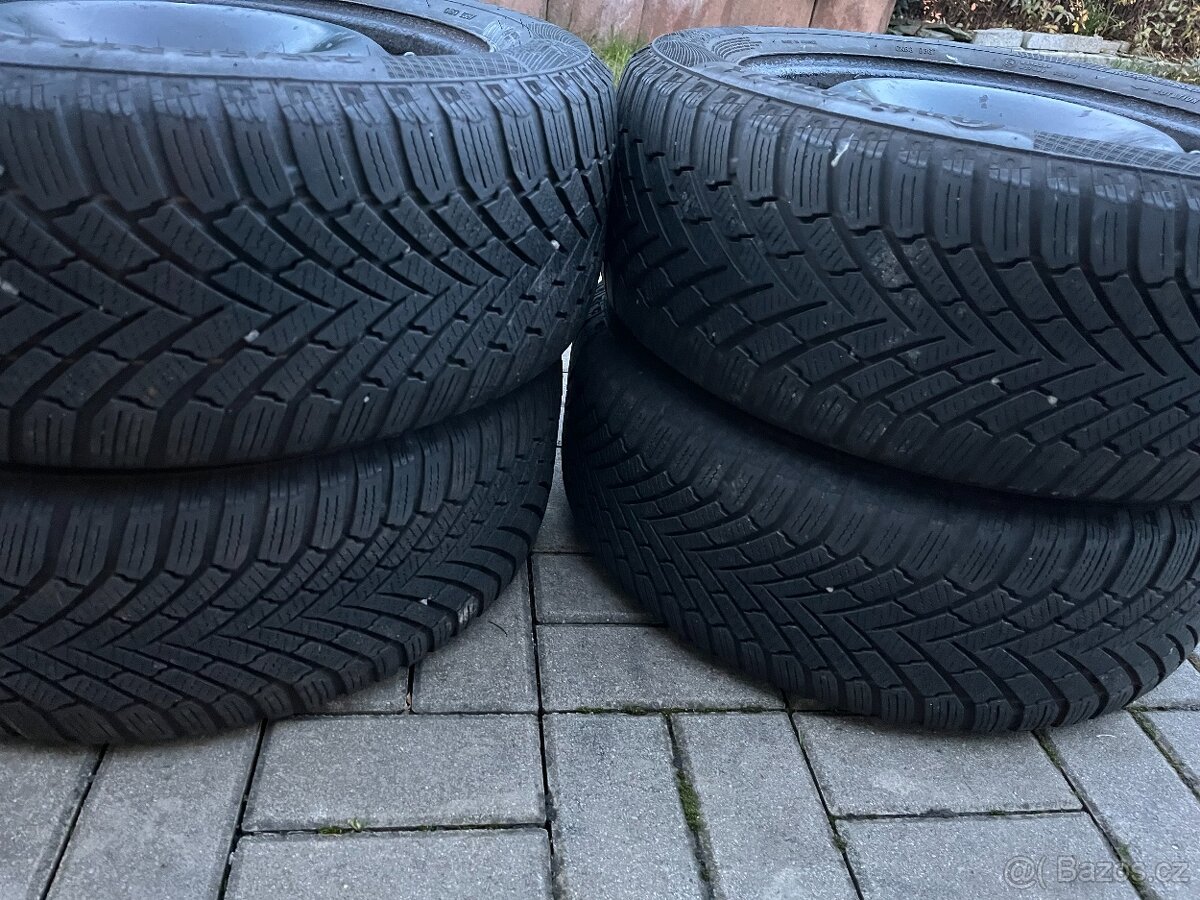 4x plechový disky 5x105 R16, zimní pneu - 6