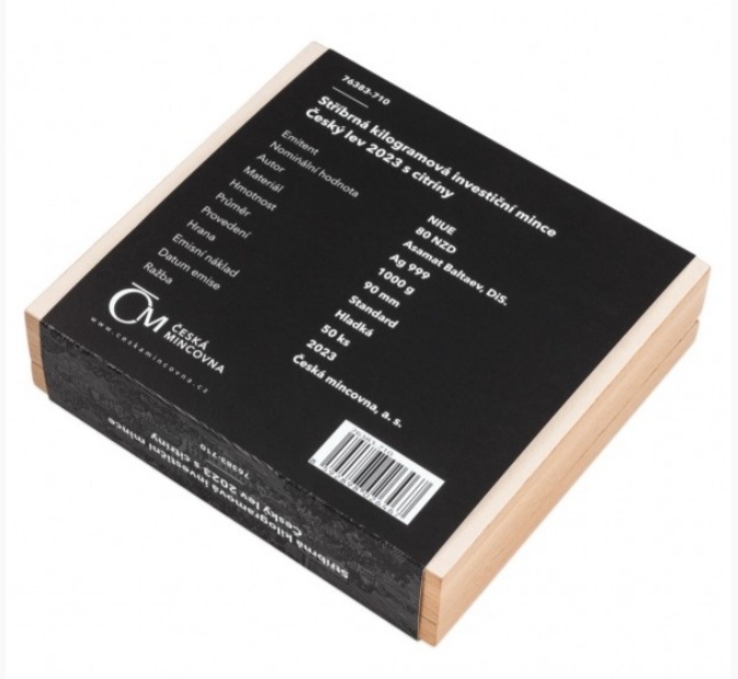 Stříbrná kilogramová mince Český lev 2023 s citríny - 6