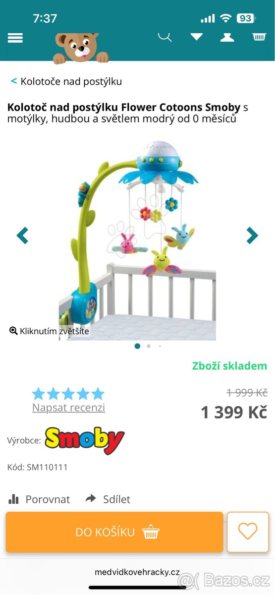 Kolotoč nad postýlku Flower Cotoons Smoby - 6