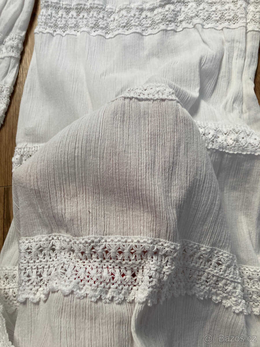 Bílé šaty s madeirovou krajkou (vel. 38) - 6