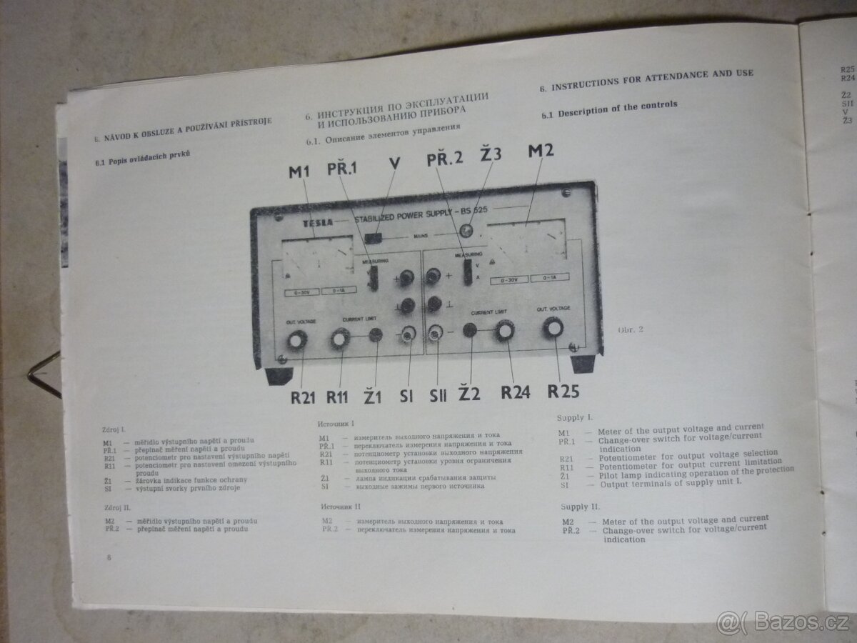 NÁVODY,TECH.PLÁNY STABILZDROJE TESLA BS-525/GRAMOF.TESLA B54 - 6