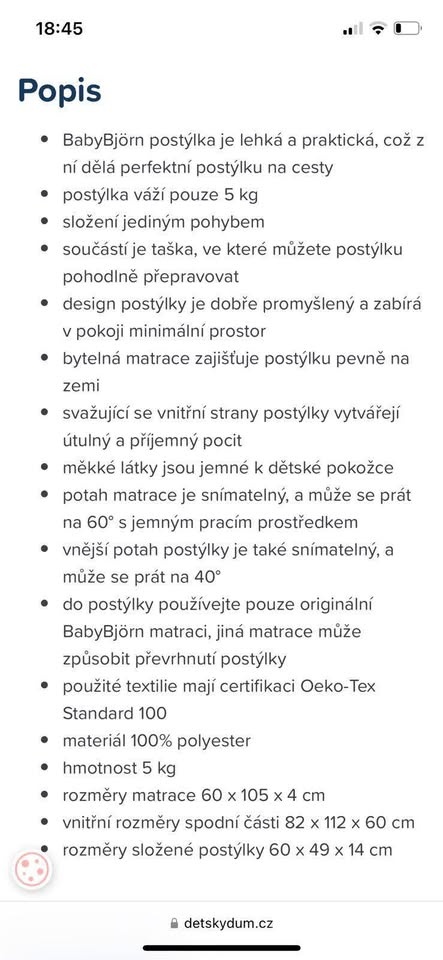 Cestovní postýlka Baby Björn - 6