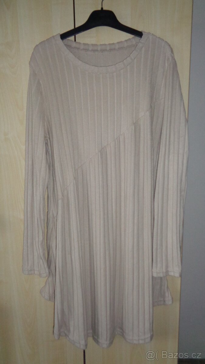 Béžové šaty NOVÉ vel.přibl.52-54 - 6