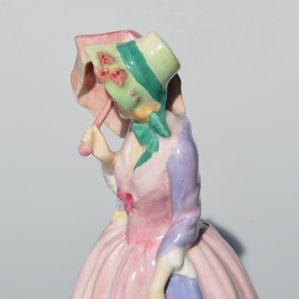 Starožitná zberateľská porcelánová soška Dáma so slnečníkom - 6