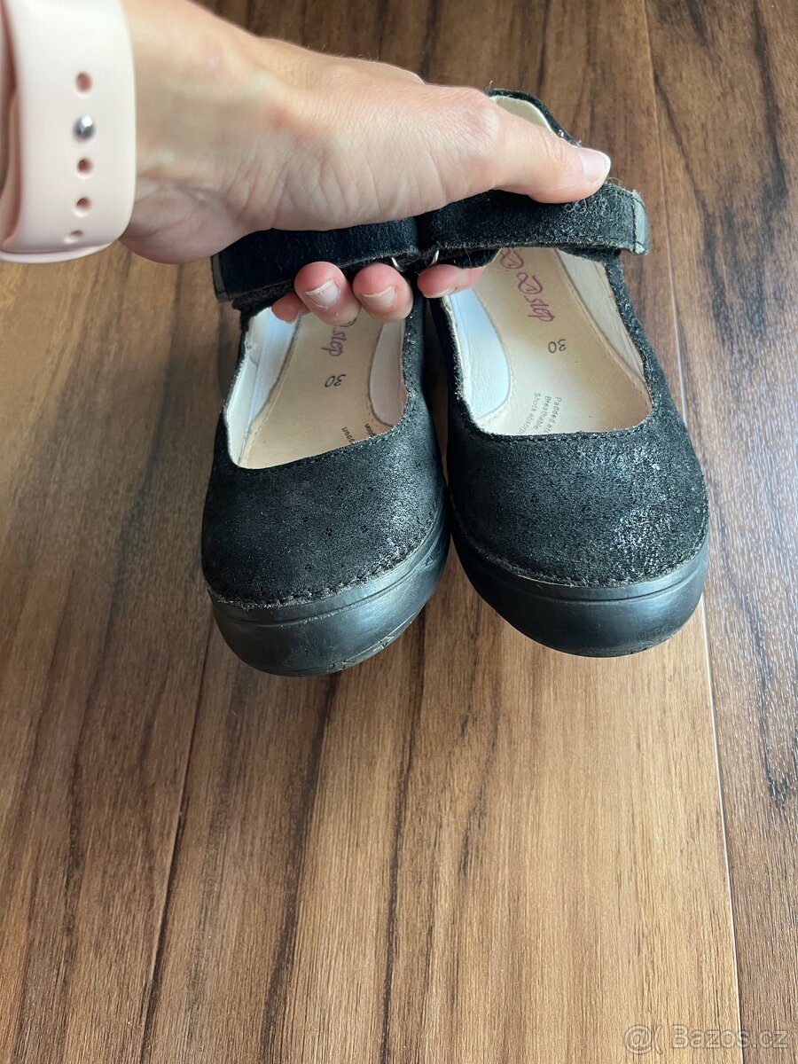 D ětské dívčí kožené černé baleríny balerínky D.D.Step - 6