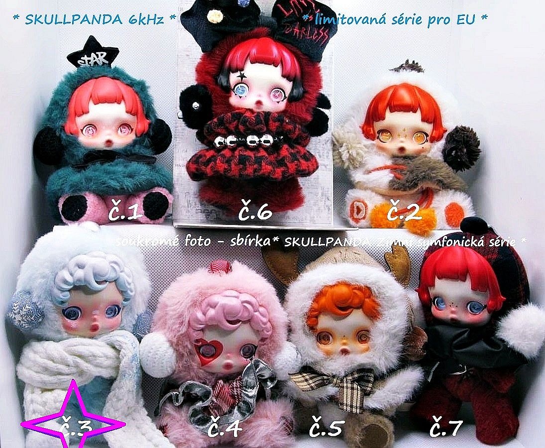 č.3 🐼 SKULLPANDA plyšová panenka BLINDBOX přívěsek SNOW - 6