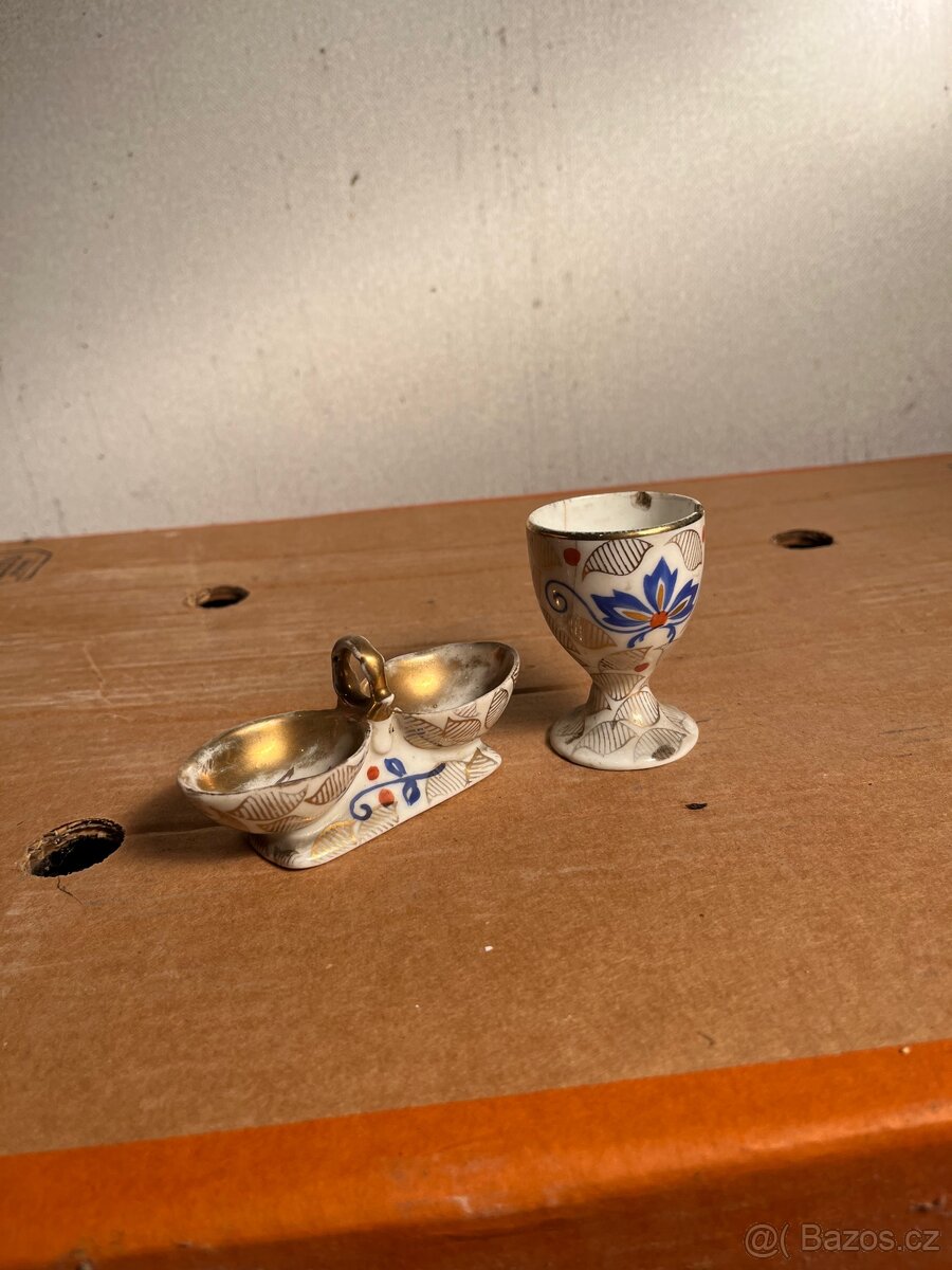 Kalíšek a solnička (dvojmiska) – Miniaturní porcelán - 6