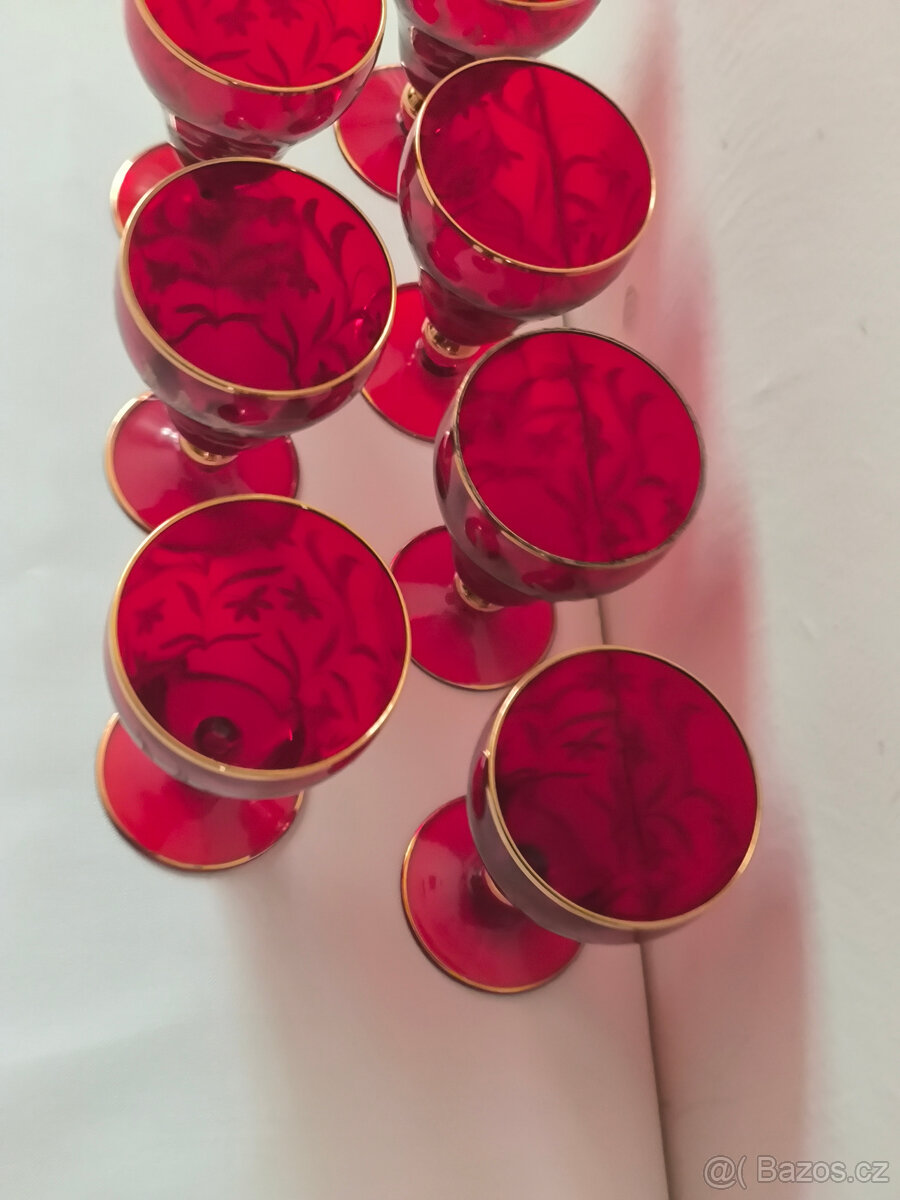 Červené sklenice 7x - 6