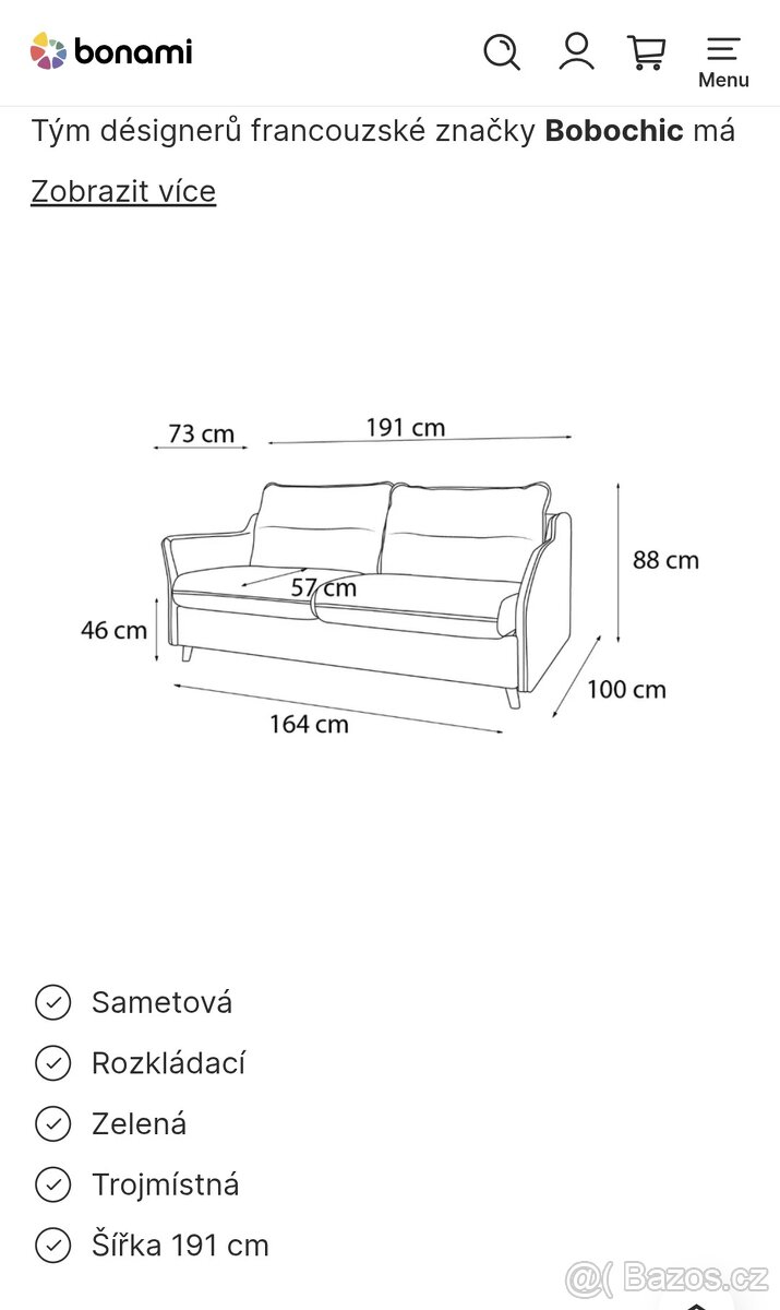 Rozkládací pohovka Bobochic Paris Loft petrolejová - 6