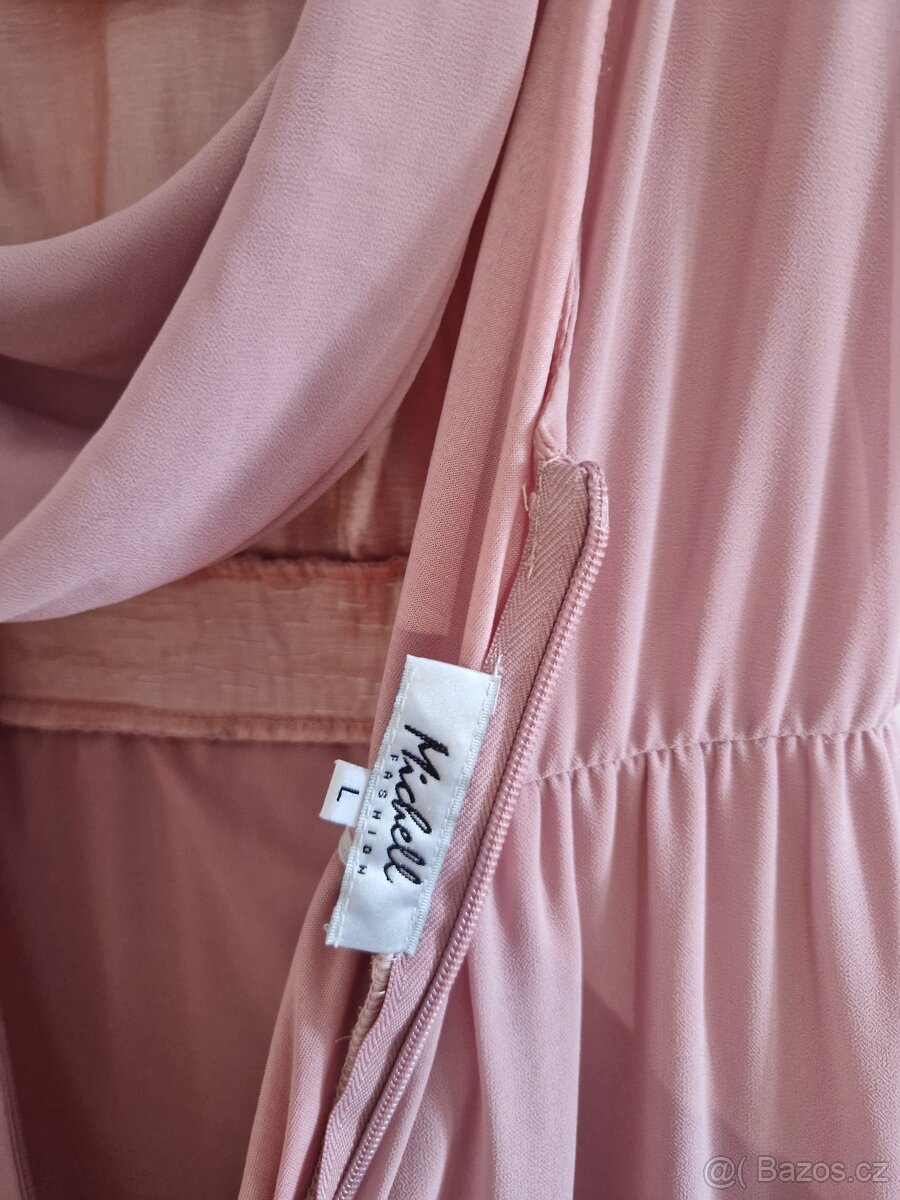 Růžové společenské šaty Michell velikost L - 6