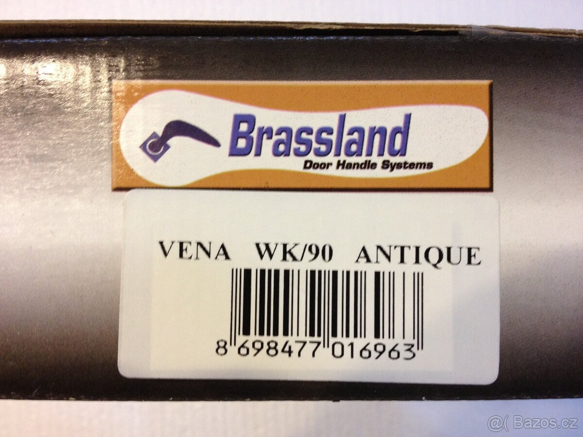 Dveřní klika / kování, odstín antik, rozteč 90mm /23ks - 6