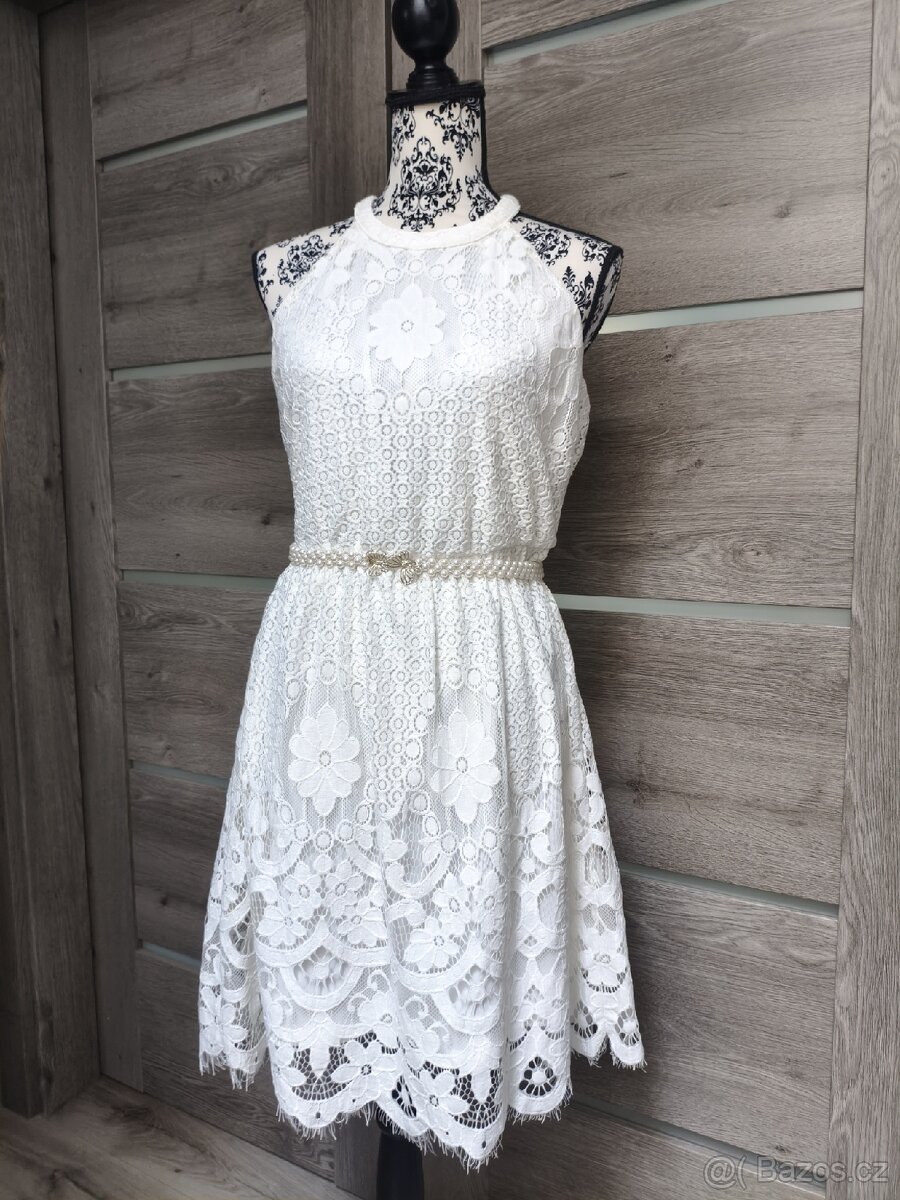 Bílé krajkové šaty zn. VILA vel. 42/44 - 6