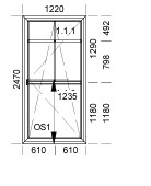 Prosklené dveře / Francouzské okno - levé 2470 x 1220cm - 6