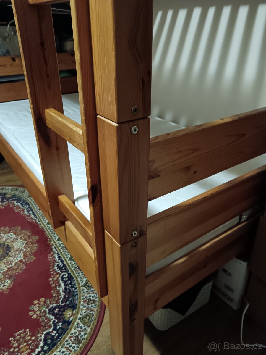 Patrová postel, z Německa, pevná, z borovice+ matrace+ rošty - 6