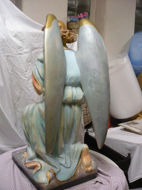 Velký starožitný anděl 120 let starý výška 70 cm původní - 6
