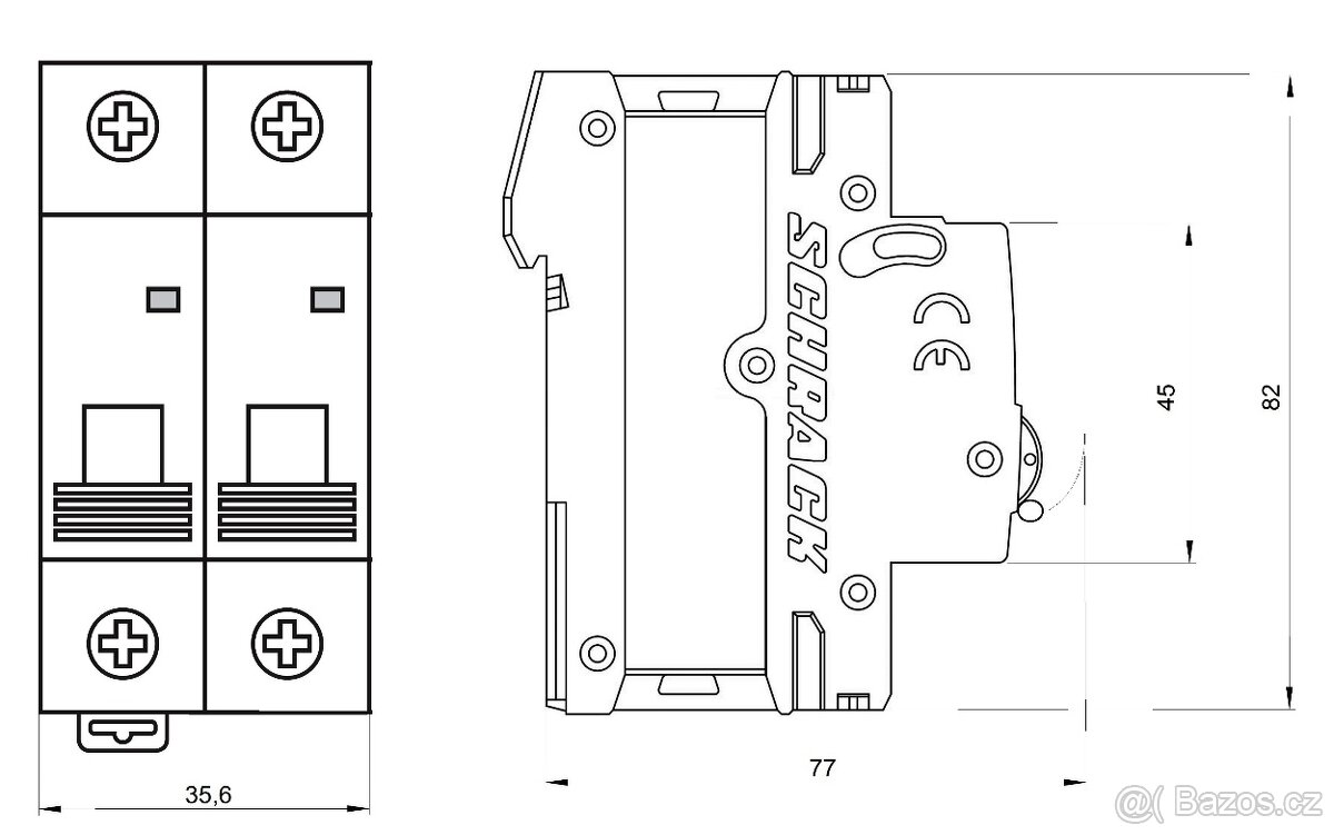 Instalační jistič SCHRACK AMPARO 6kA, C 63A, 2P - 430ks - 6