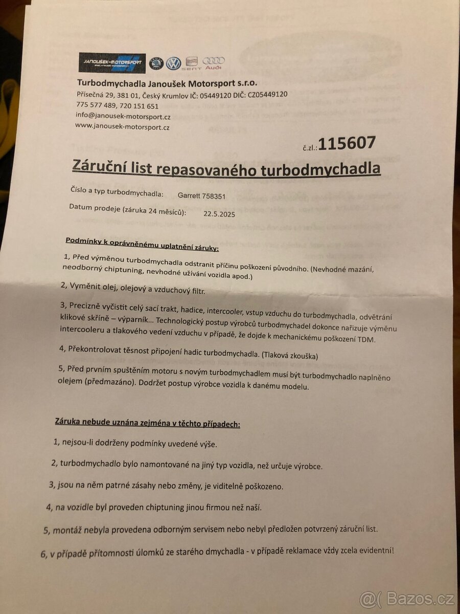 Turbo Garrett - m57d30 173kw - repasované - 6