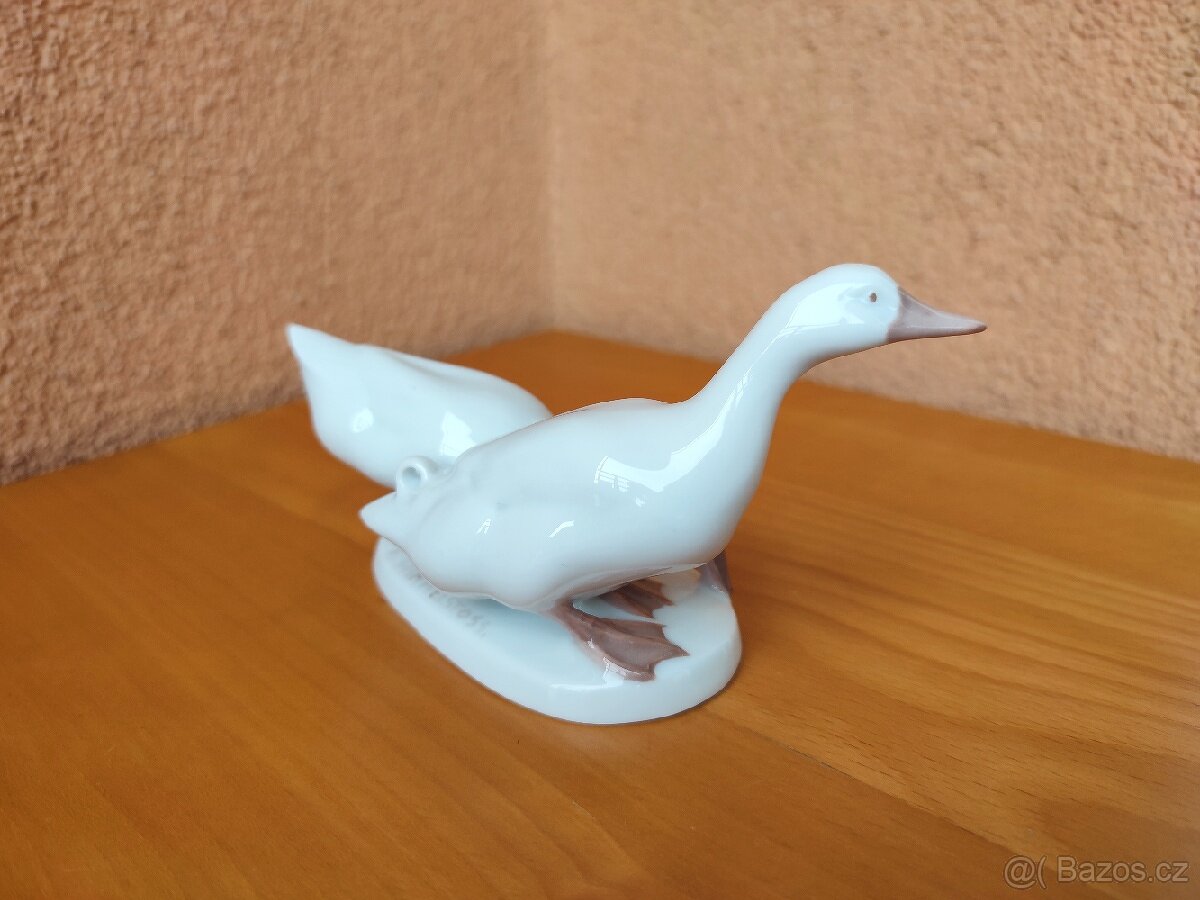 STARA PORCELÁNOVÁ SOCHA, HUSY, značky ROSENTHAL. - 6