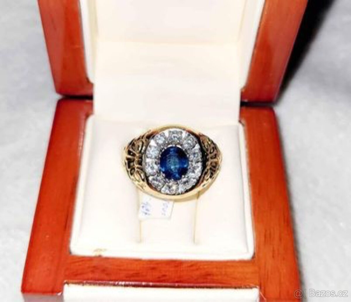 Zlatý prsten s Brilianty a Safírem - 6