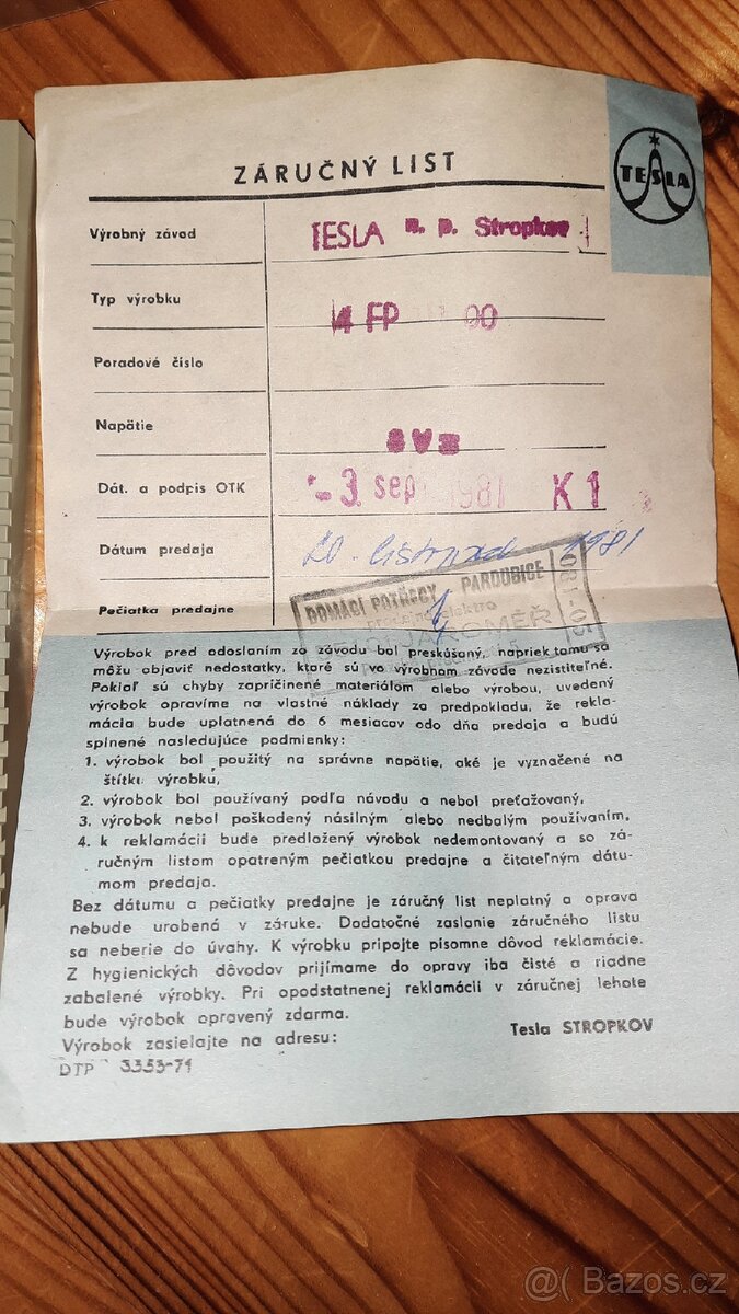 Tesla Elektrický vrátnik r.v.1981 - 6