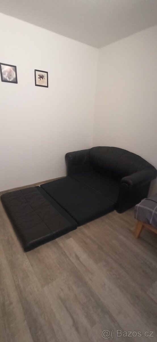 Kožená, rozkládací dvou sedačka - 6
