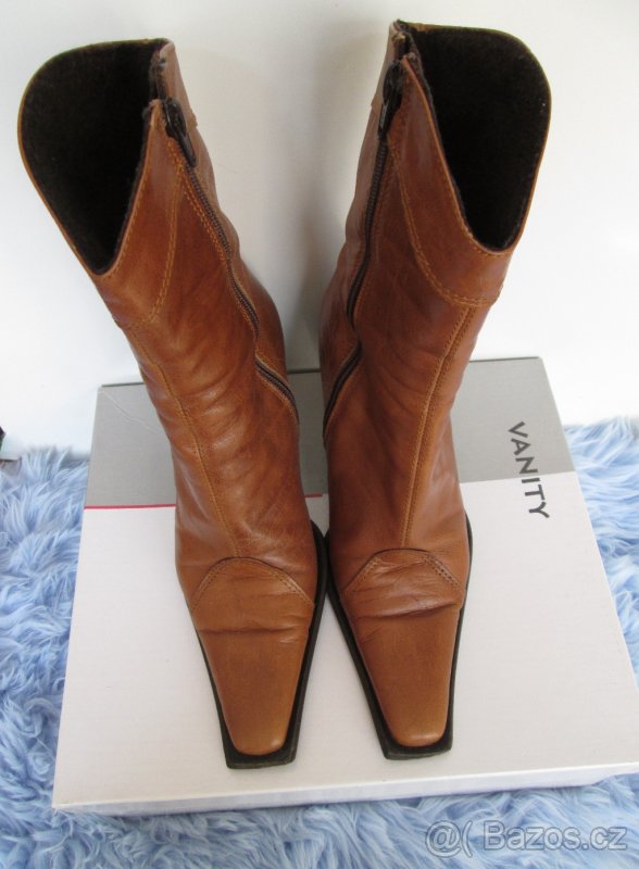 Kozačky VANITY, kůže, hnědé, vel. 37 - 6