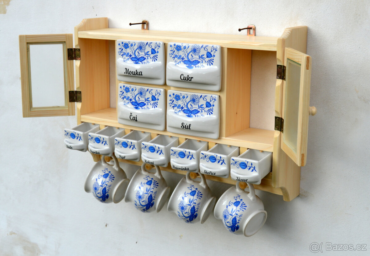 Dřevěná police velká s kořenky - motiv cibulák - 6