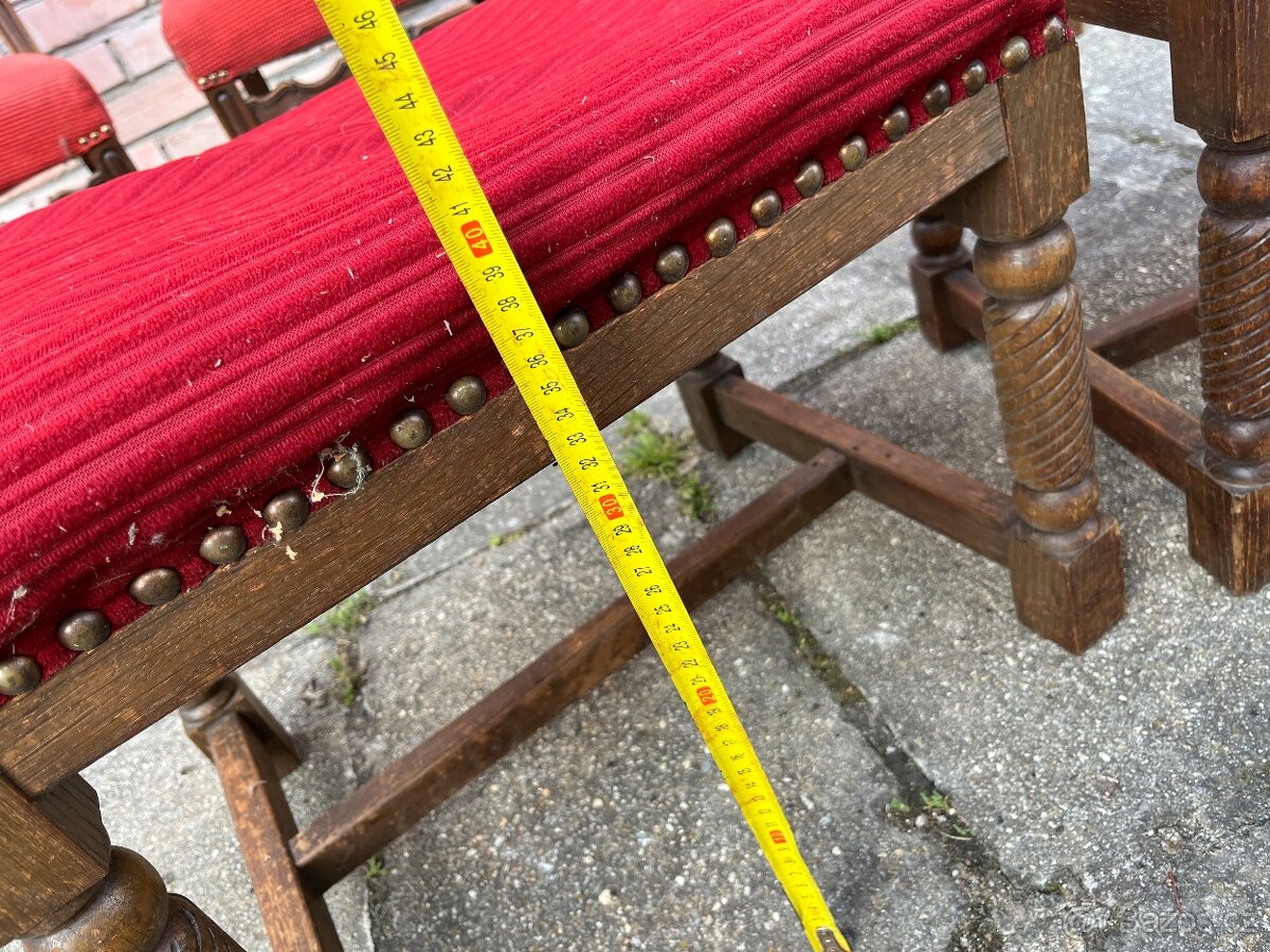 Starožitný nábytek - taburet podnožník (2 ks) - 6