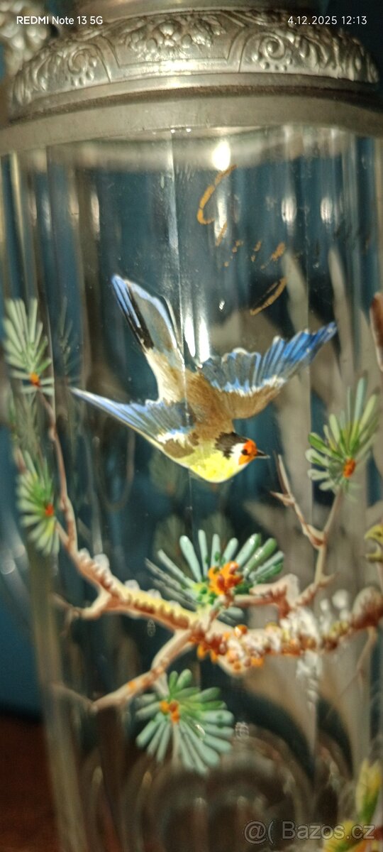 Korbel malovaný 1880 luxusní ptáček a ptáček - 6