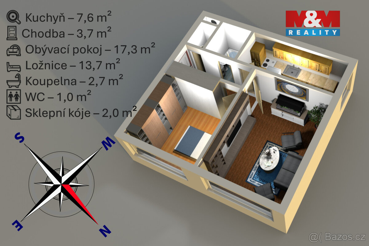 Pronájem bytu 2+1, 46 m², Zruč nad Sázavou, ul. Slunný vrch - 6