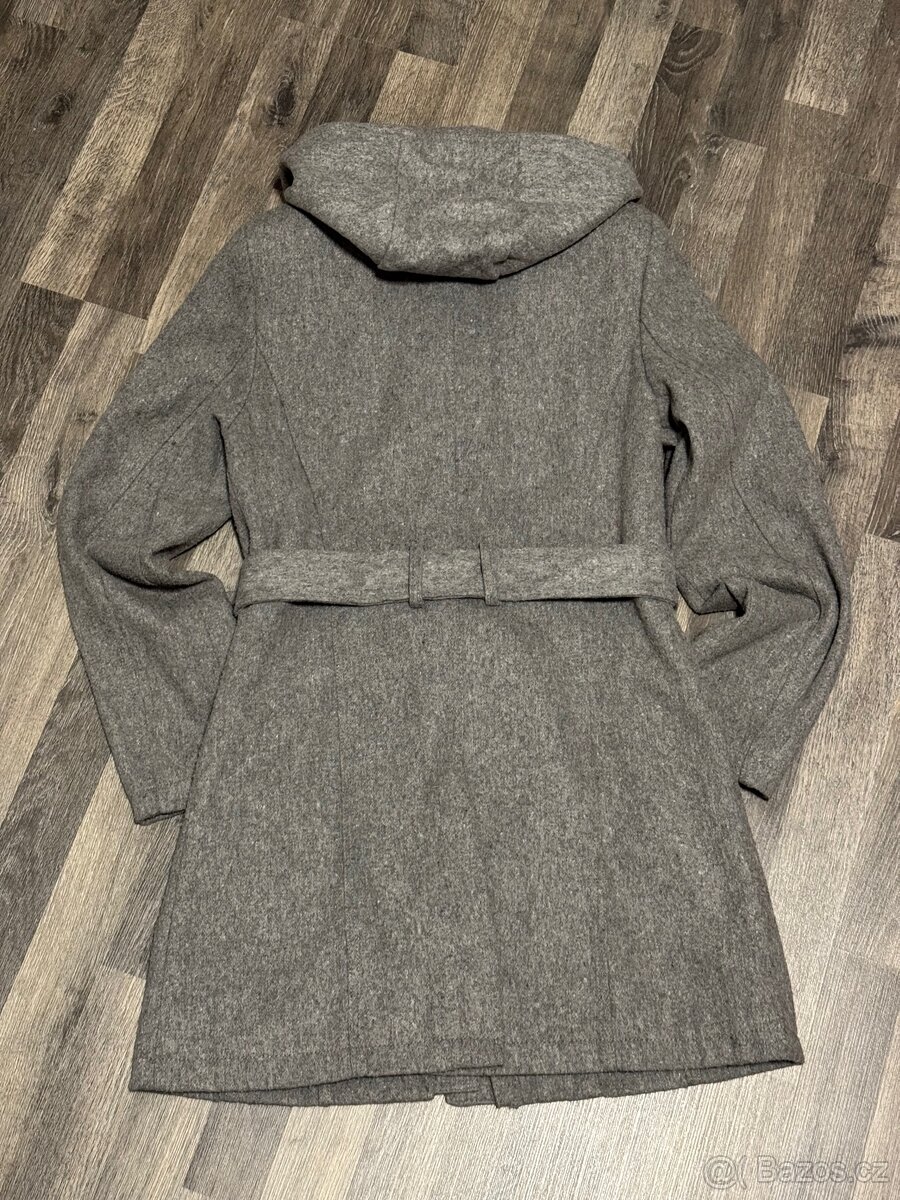 Šedý vlněný kabát vel. S - 6
