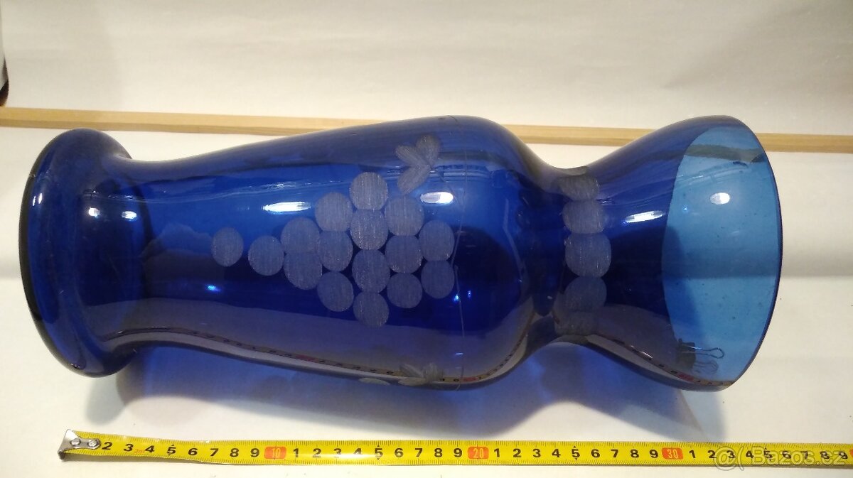 Sklo modré zdobené souprava 6 ks - 6