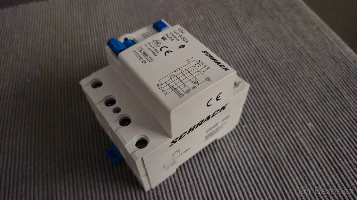 Proudový chránič SCHRACK AMPARO 10 kA, 63 A, 4P, 30 mA, B - 6
