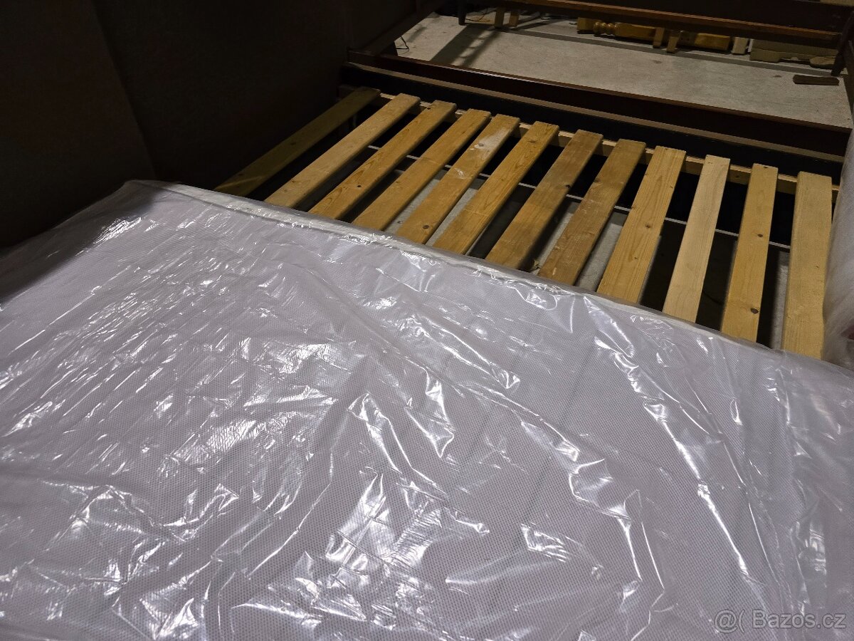 2x postel látka nový matrac komplet 90x200 výška 55 cm - 6