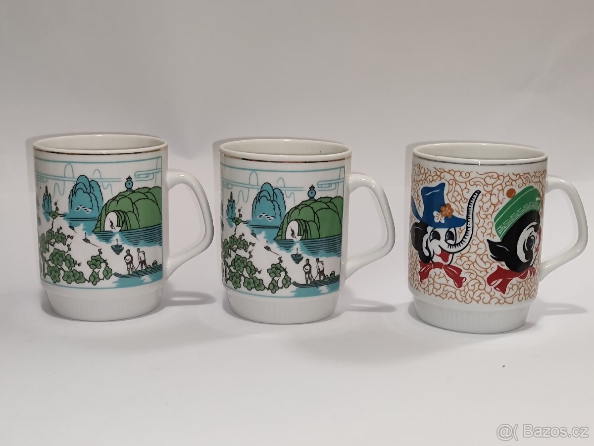 Retro hrnky Čína, starý hrnek, 90.-/hrníček, pošta 69.- - 6