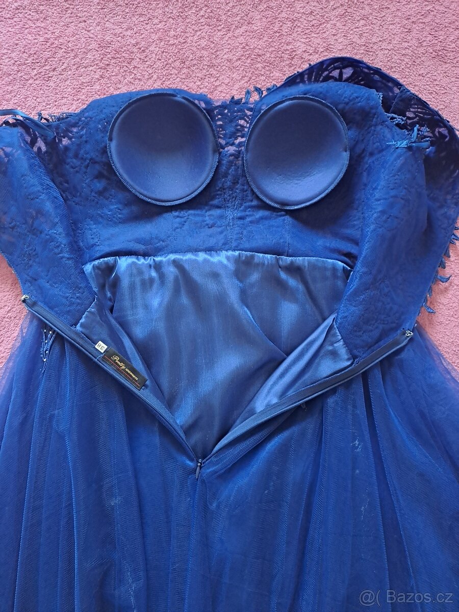 Modré plesové šaty/maturitní šaty - 6