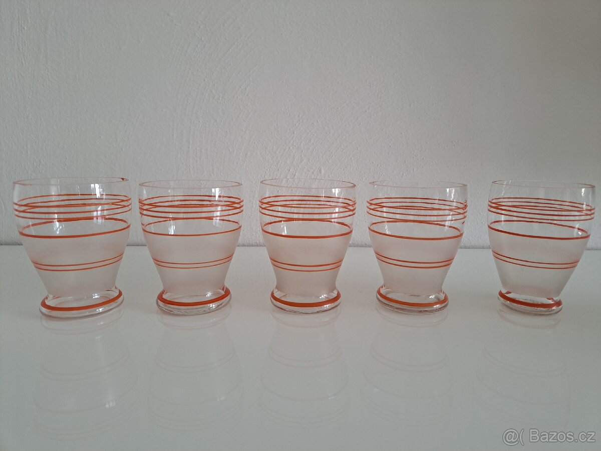 Art deco - džbán a sklenice - retro sklo - 6