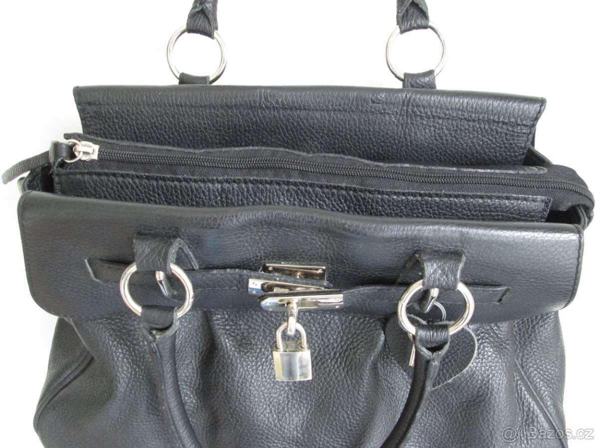Kabelka styl Birkin, černá kůže. P R O D Á N O - 6