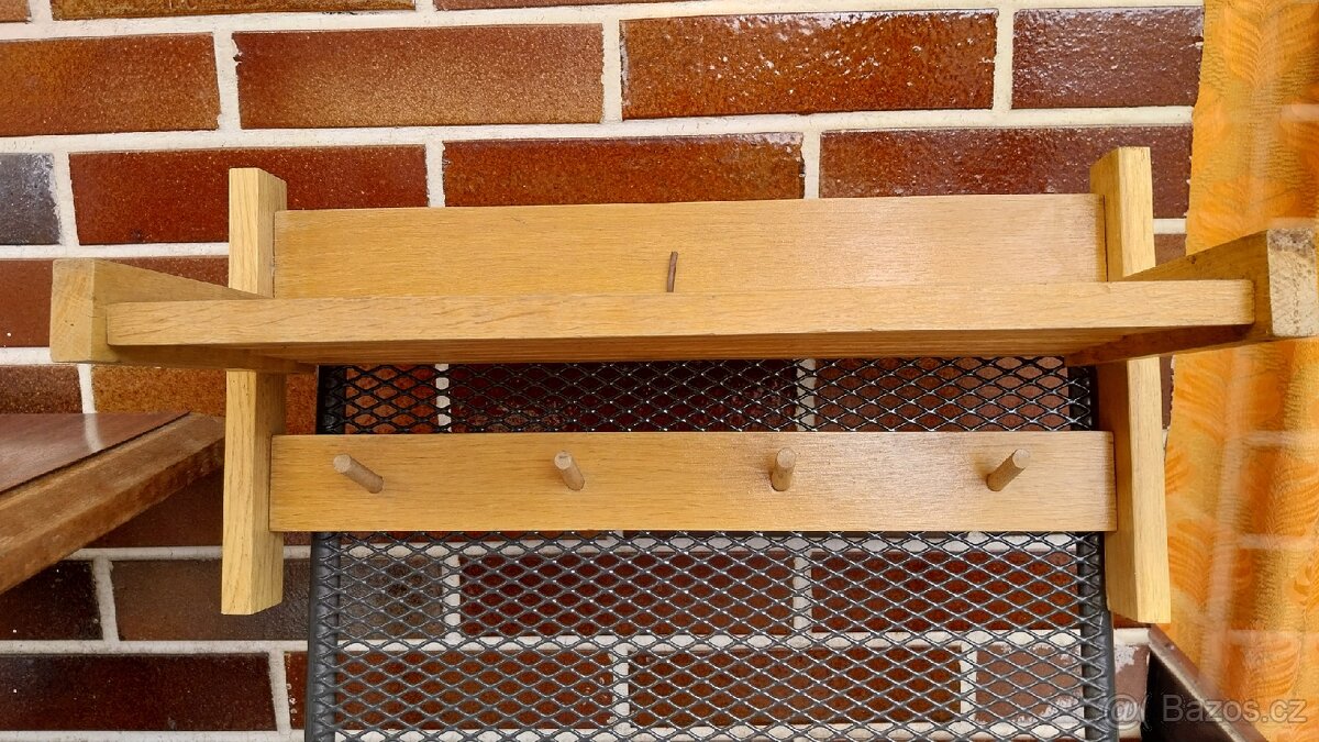 Dřevěný retro stůl, retro skládací polička - 6