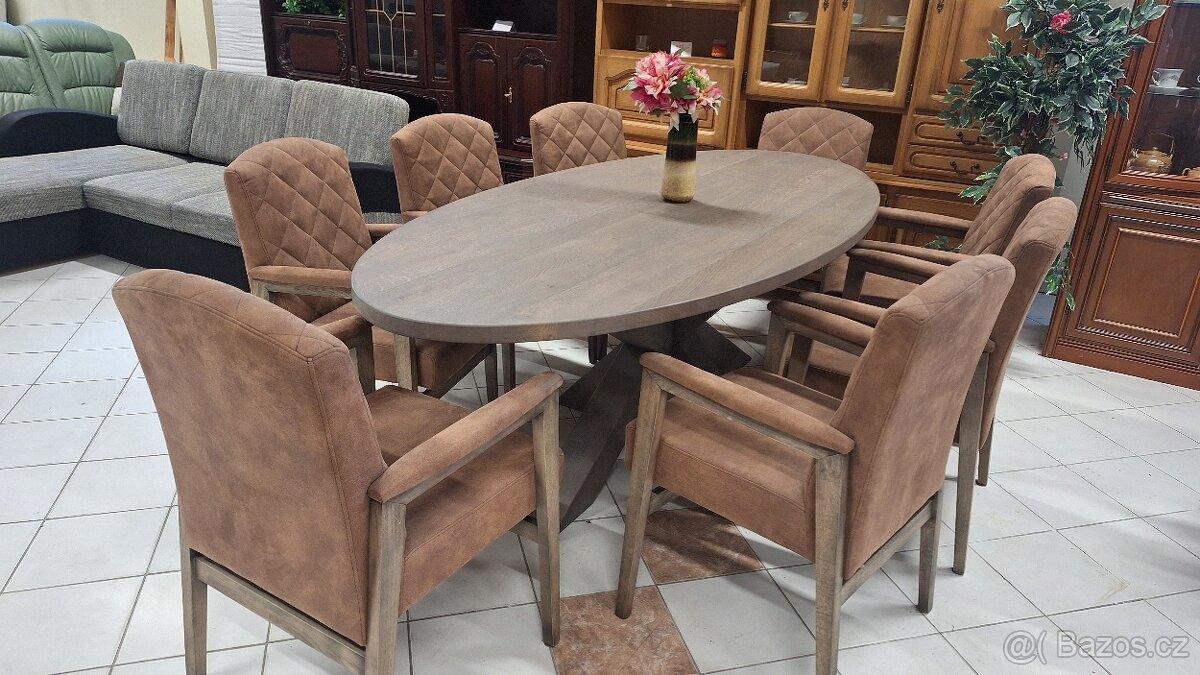 Oválný jídelní stůl + 8 křesel - 6
