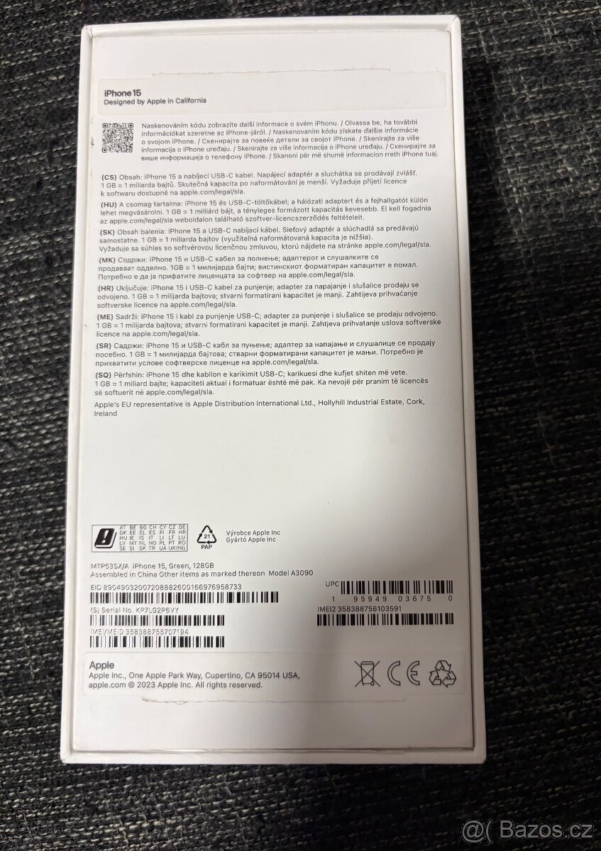 Apple iPhone 15 128gb Green kondice baterie 87% s kabelem po - 6
