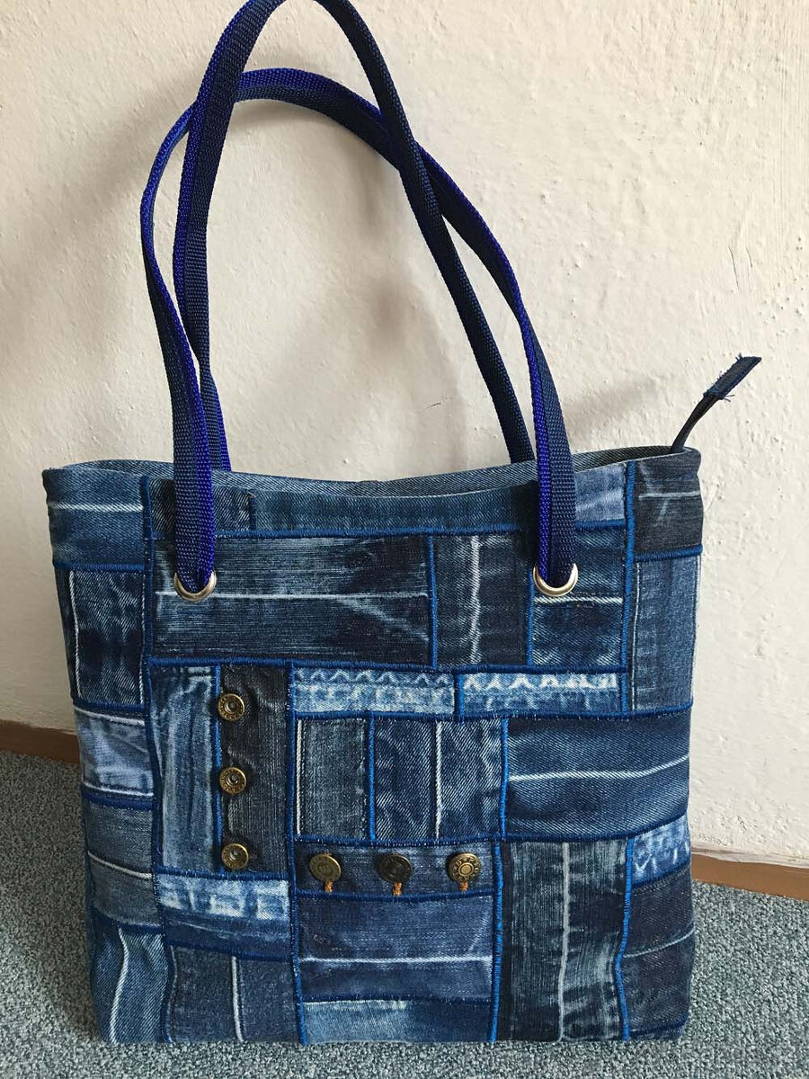 OBR květy - jeans - přívěsek - 6