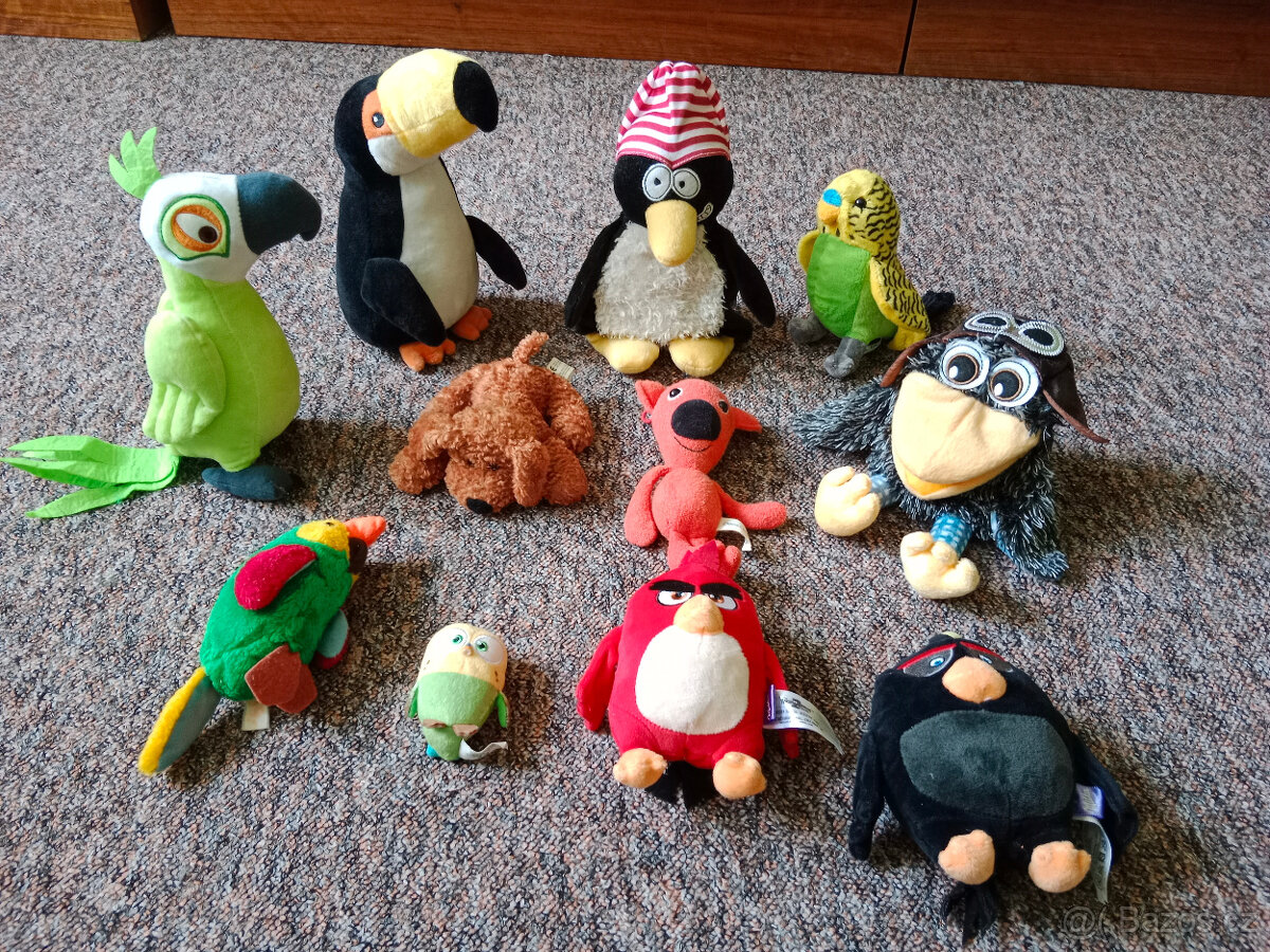 Plyšáci - sovy, tučňák, tukan, papoušci, pes - 6