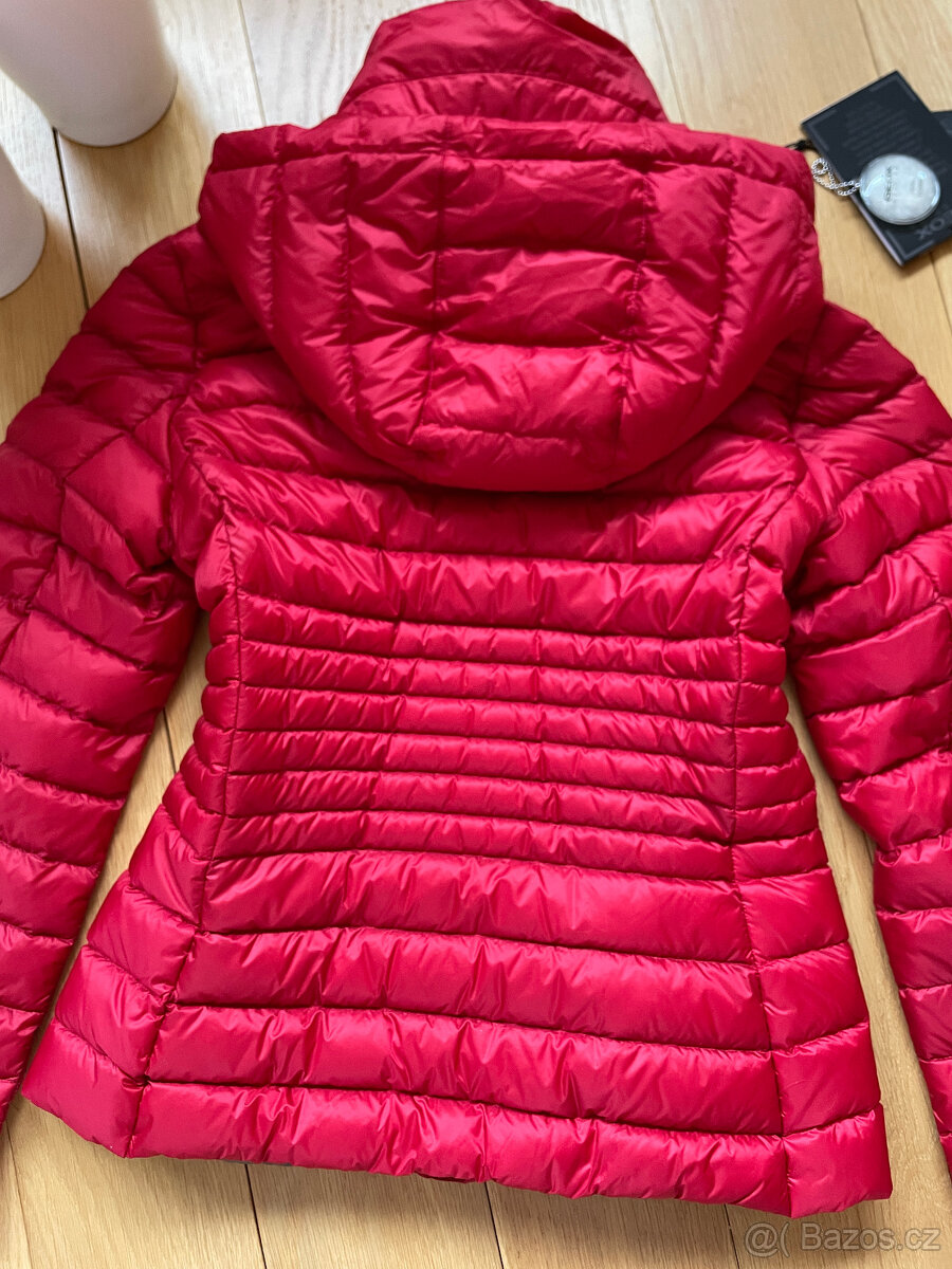 Sytě červená prošívaná lehká péřová funkční bunda Geox 38 - 6