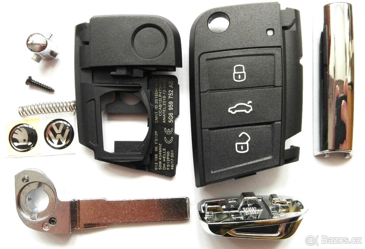 Klíč Volkswagen Škoda Seat. Klíč s planžetou HU66 a logem, - 6