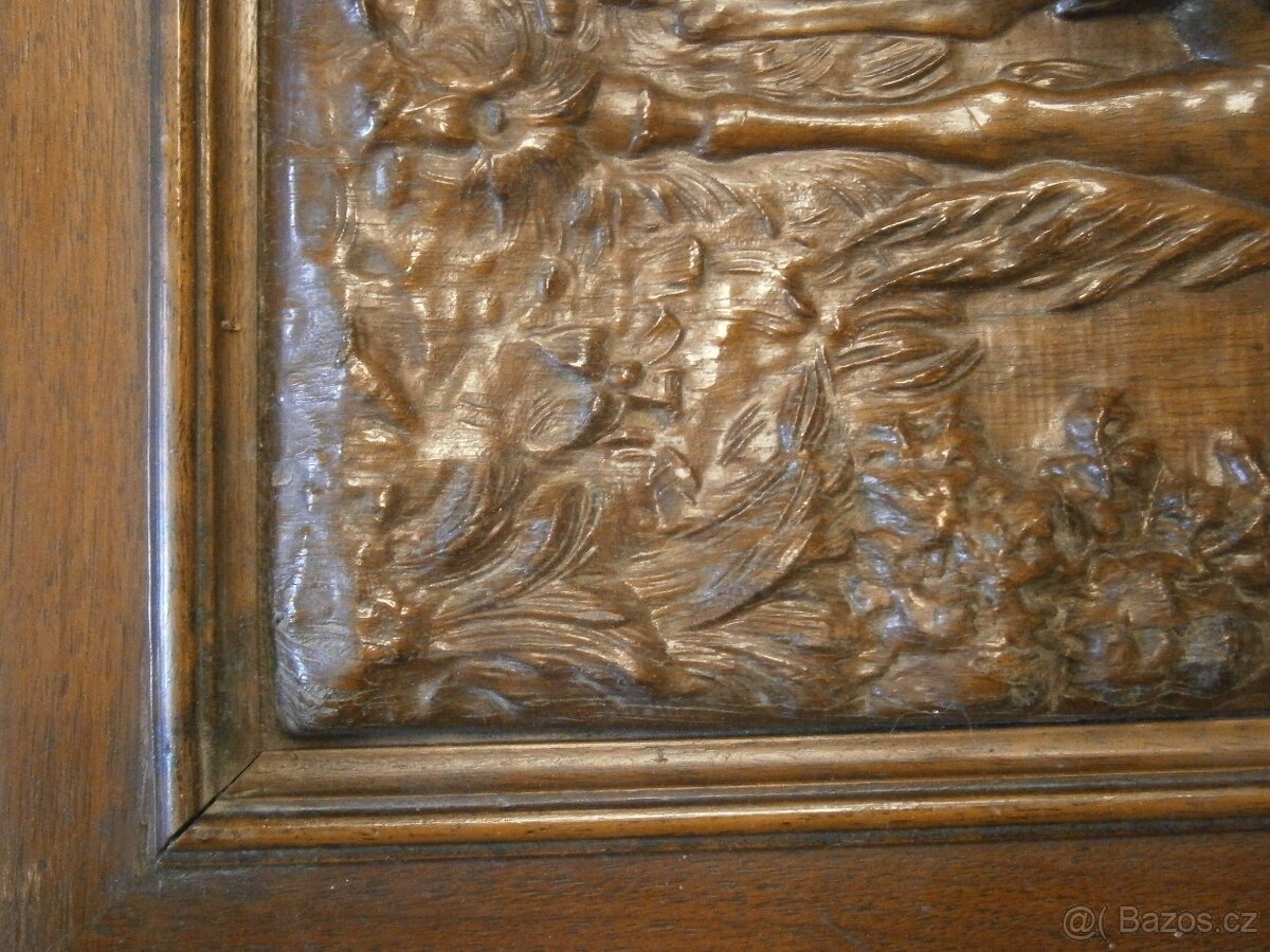řezbovaný starožitný obraz krásné - 6