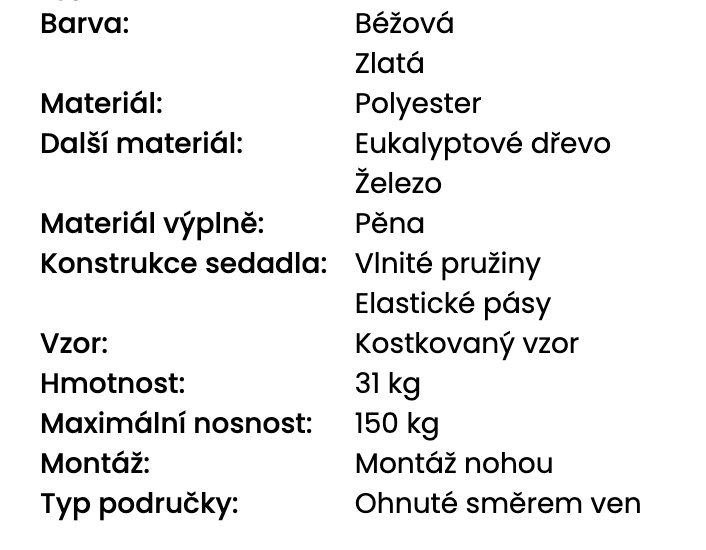 Křeslo LOEN, světle béžová látka - 6