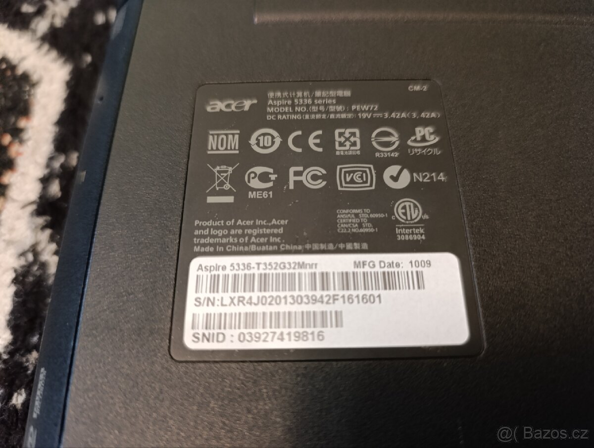Prodám notebook Acer Aspire 5336 (PEW72) – na díly - 6