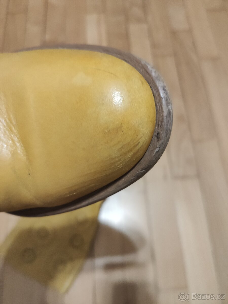 Dámské jarni kožené kozačky okrová barva - 6