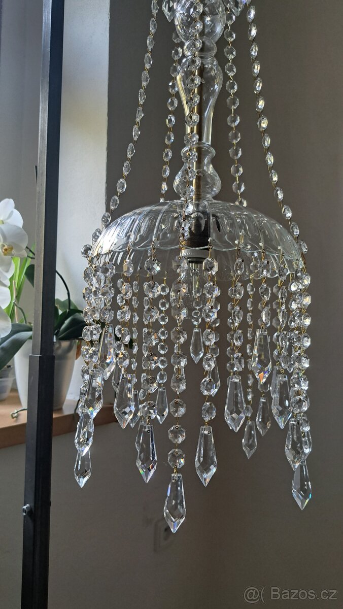 Starožitný celoskleněný lustr, lustřík - 6